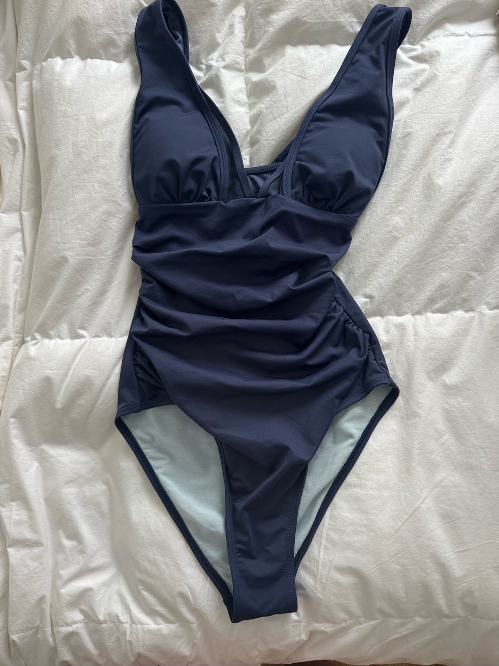 CUPSHE Plunging Tummy Control one-Piece Swimsuit in Navy Blue. Size S- unworn